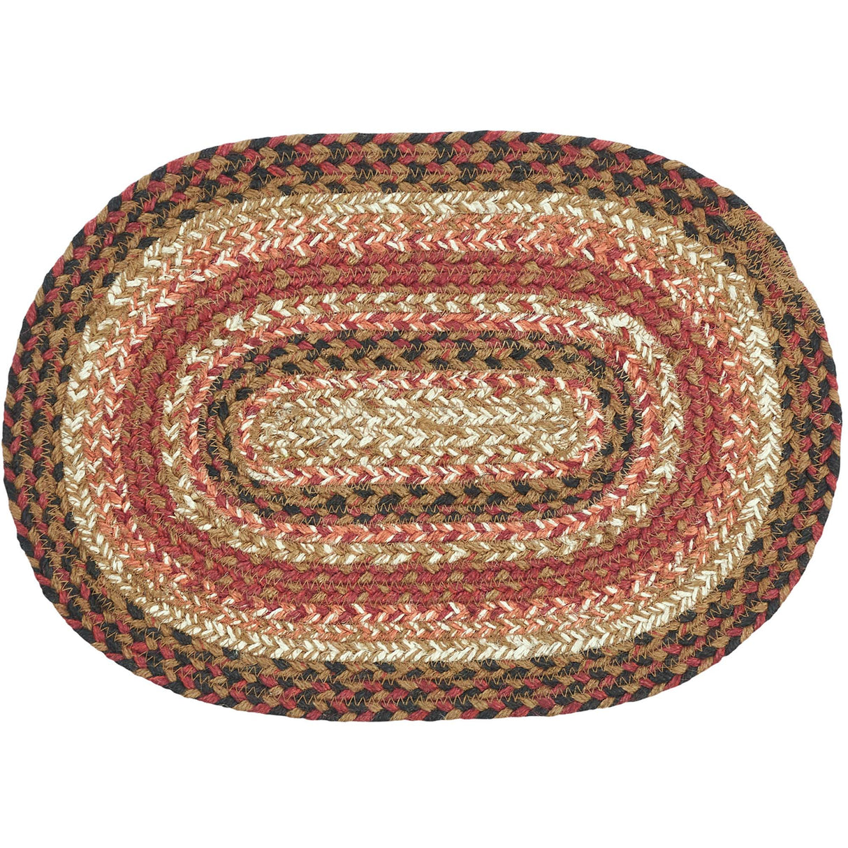 Ginger Spice Table Placemat, Orange Red Natural, Jute Blend, Oval, 10x15 Inches, 4 Pack 4 Pack