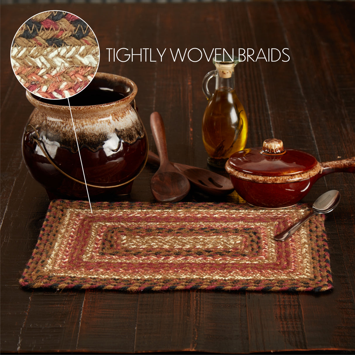 Ginger Spice Table Placemat, Orange Red Natural, Jute Blend, Rectangle, 10x15 Inches, 12 Pack 12 Pack