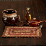 Ginger Spice Table Placemat, Orange Red Natural, Jute Blend, Rectangle, 10x15 Inches, 2 Pack