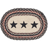 Primitive Colonial Star Table Placemat, Tan Black Red, Jute Blend, Oval, 10x15 Inches, 12 Pack 12 Pack