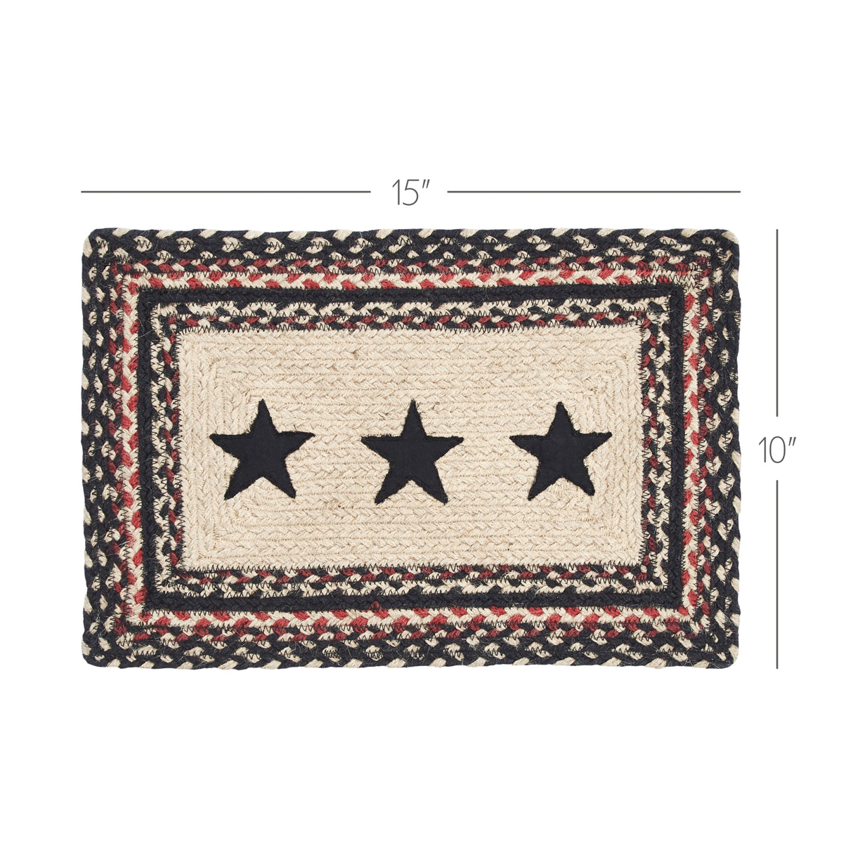 Colonial Star Country Black 13x72 Table Runner & 6 pc 10x15 Rect Placemat Set