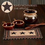 Primitive Colonial Star Table Placemat, Tan Black Red, Jute Blend, Rectangle, 10x15 Inches, 12 Pack 12 Pack
