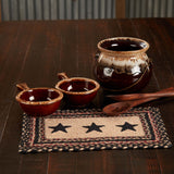 Primitive Colonial Star Table Placemat, Tan Black Red, Jute Blend, Rectangle, 10x15 Inches, 12 Pack 12 Pack