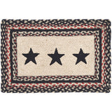 Primitive Colonial Star Table Placemat, Tan Black Red, Jute Blend, Rectangle, 10x15 Inches, 12 Pack 12 Pack