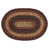 Country Beckham Placemat, Red Black Tan, Jute Blend, Oval, 10x15 Inches, 6 Pack 6 Pack