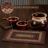 Country Beckham Placemat, Red Black Tan, Jute Blend, Rectangle, 10x15 Inches, 4 Pack 4 Pack
