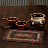 Country Beckham Placemat, Red Black Tan, Jute Blend, Rectangle, 10x15 Inches, 8 Pack 8 Pack