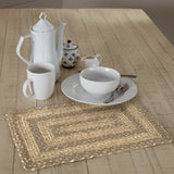 Farmhouse Cobblestone Table Placemat, Tan Grey White, Jute Blend, Rectangle, 12x18 Inches, 8 Pack 8 Pack