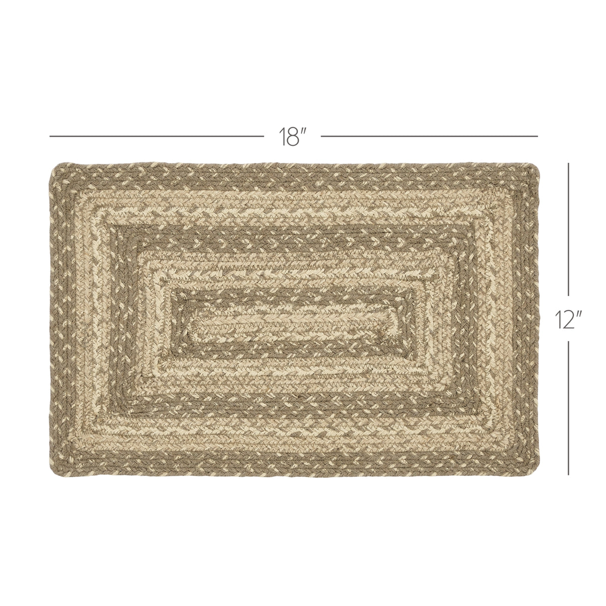Farmhouse Cobblestone Table Placemat, Tan Grey White, Jute Blend, Rectangle, 12x18 Inches, 12 Pack 12 Pack