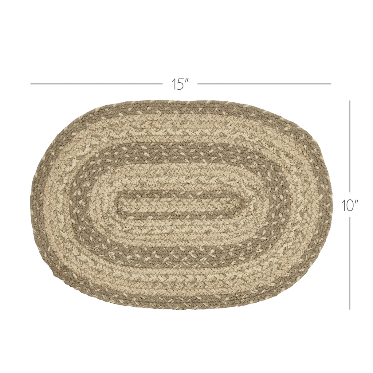 Farmhouse Cobblestone Table Placemat, Tan Grey White, Jute Blend, Oval, 10x15 Inches, 12 Pack 12 Pack