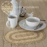 Farmhouse Cobblestone Table Placemat, Tan Grey White, Jute Blend, Oval, 10x15 Inches, 8 Pack 8 Pack