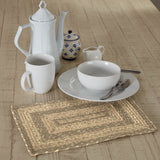 Farmhouse Cobblestone Table Placemat, Tan Grey White, Jute Blend, Rectangle, 10x15 Inches, 12 Pack 12 Pack