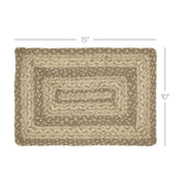 Farmhouse Cobblestone Table Placemat, Tan Grey White, Jute Blend, Rectangle, 10x15 Inches, 8 Pack 8 Pack