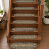 Espresso Jute Stair Tread Oval Latex 8.5x27, Set of 7
