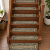 Espresso Jute Stair Tread Rect Latex 8.5x27, Set of 7