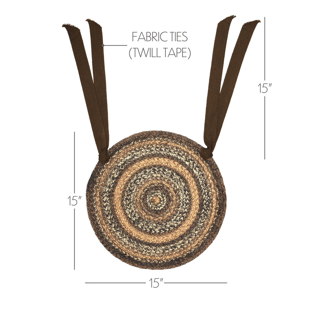 Espresso Jute 15 Inch Chair Pad