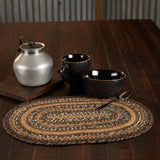 Country Espresso Table Placemat, Brown Black Tan, Jute Blend, Oval, 12x18 Inches, 8 Pack 8 Pack