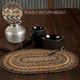 Country Espresso Table Placemat, Brown Black Tan, Jute Blend, Oval, 12x18 Inches, 8 Pack 8 Pack