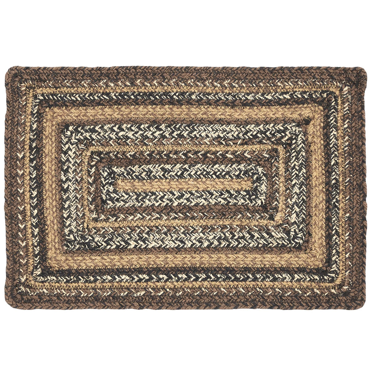 Country Espresso Table Placemat, Brown Black Tan, Jute Blend, Rectangle, 12x18 Inches, 12 Pack 12 Pack