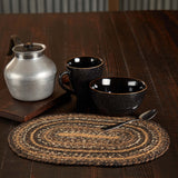 Country Espresso Table Placemat, Brown Black Tan, Jute Blend, Oval, 10x15 Inches, 12 Pack 12 Pack