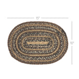 Country Espresso Table Placemat, Brown Black Tan, Jute Blend, Oval, 10x15 Inches, 8 Pack 8 Pack