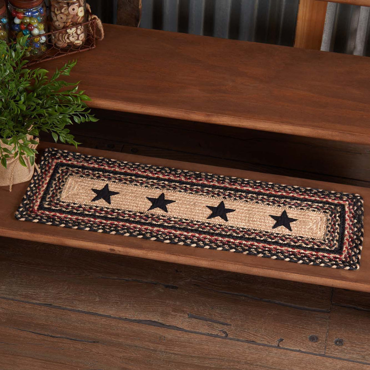 Colonial Star Jute Stair Tread Rect Latex 8.5x27, Set of 7