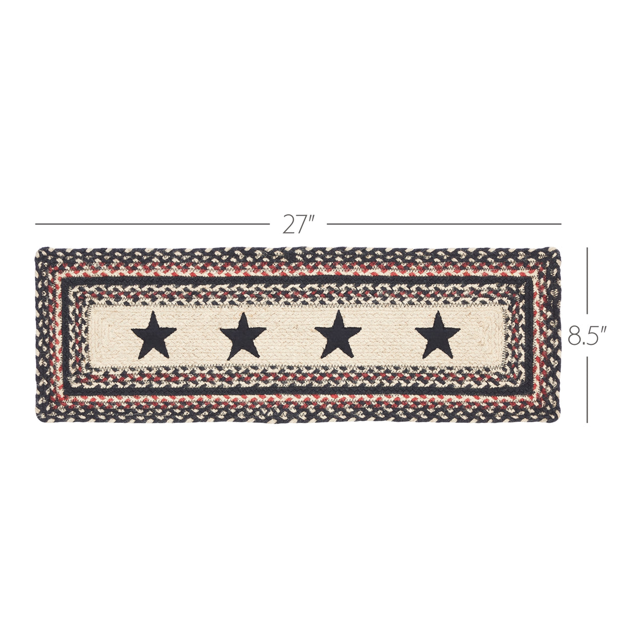 Colonial Star Jute Stair Tread Rect Latex 8.5x27, Set of 7