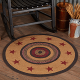 Landon Jute Rug Stencil Stars w/ Pad 3ft Round