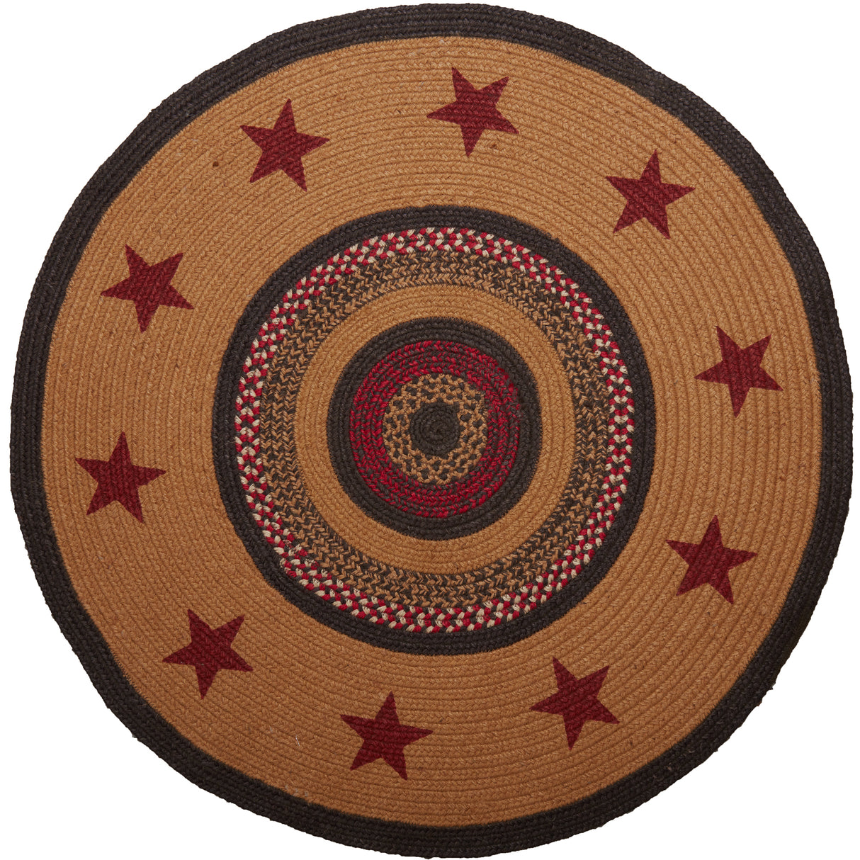 Landon Jute Rug Stencil Stars w/ Pad 3ft Round