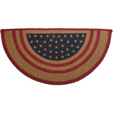 Liberty Stars Flag Jute Rug Half Circle w/ Pad 16.5x33