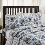 Annie Blue Floral Ruffled King Sham 21x37, Set of 2