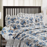 Annie Blue Floral Ruffled King Sham 21x37, Set of 2