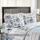 Annie Blue Floral Ruffled Standard Sham 21x27, Set of 2