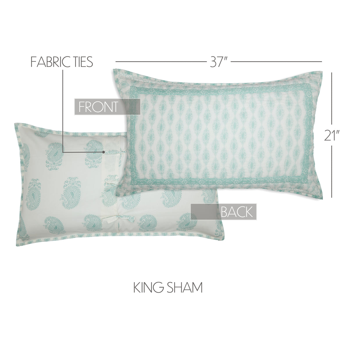 Avani Sea Glass King Sham 21x37, Set of 2