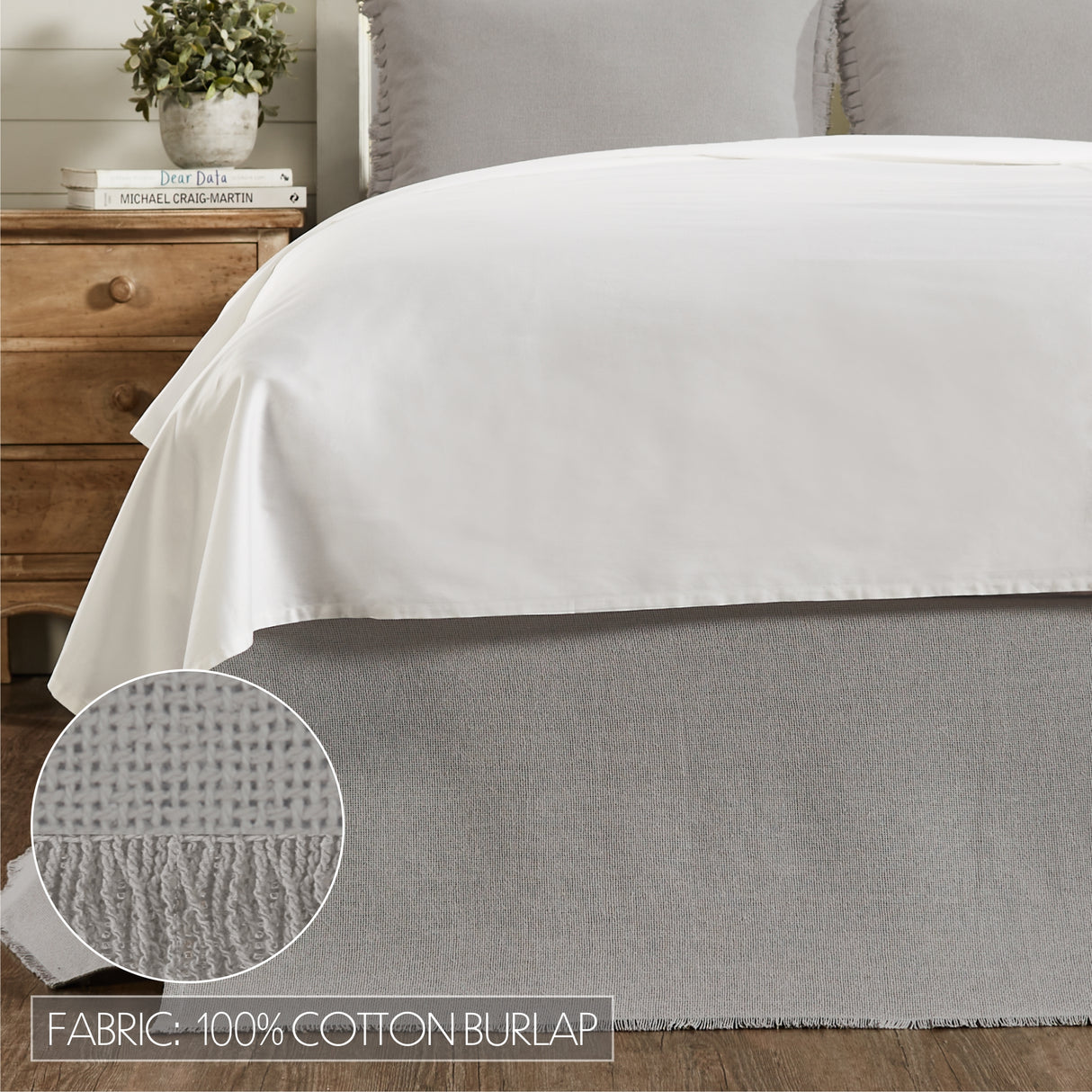 Burlap Fringed Bed Skirt