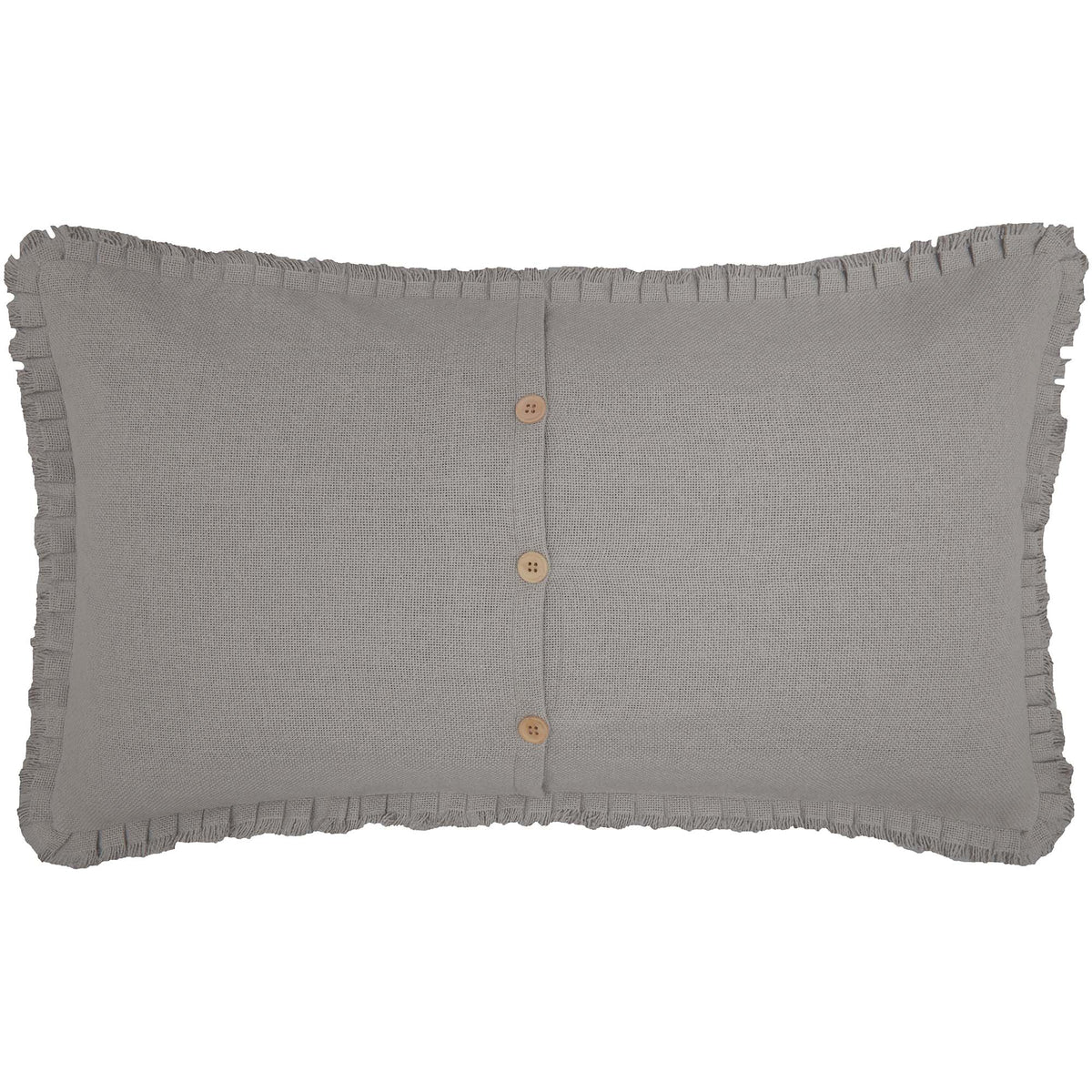 Burlap Dove Grey King Sham w/ Fringed Ruffle 21x37, Set of 2