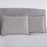 Burlap Dove Grey Standard Sham w/ Fringed Ruffle 21x27, Set of 2
