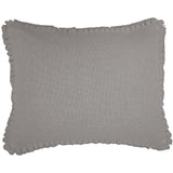 Burlap Dove Grey Standard Sham w/ Fringed Ruffle 21x27, Set of 2