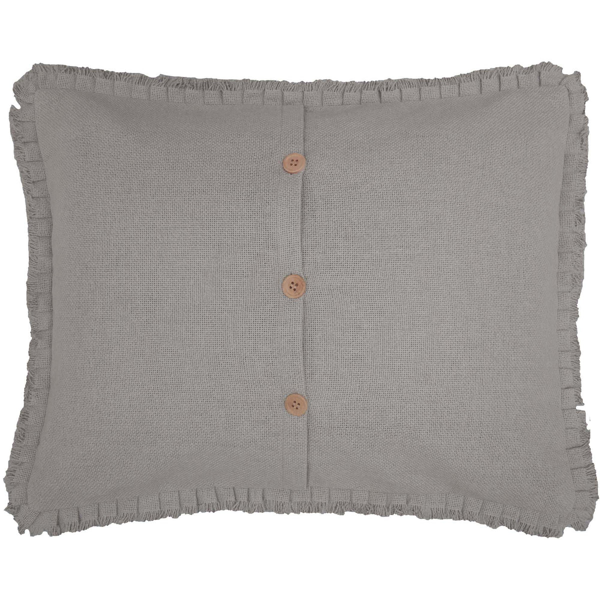 Burlap Dove Grey Standard Sham w/ Fringed Ruffle 21x27, Set of 2