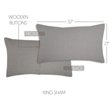 Burlap Dove Grey King Sham 21x37, Set of 2