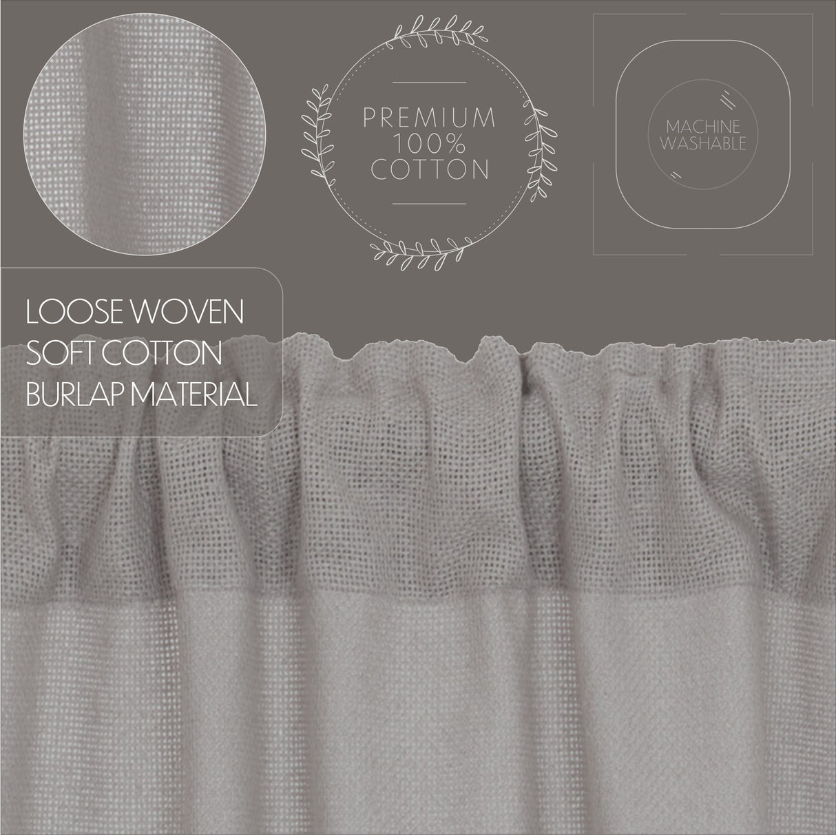 Burlap Dove Grey Prairie Long Panel Set of 2 84x36x18