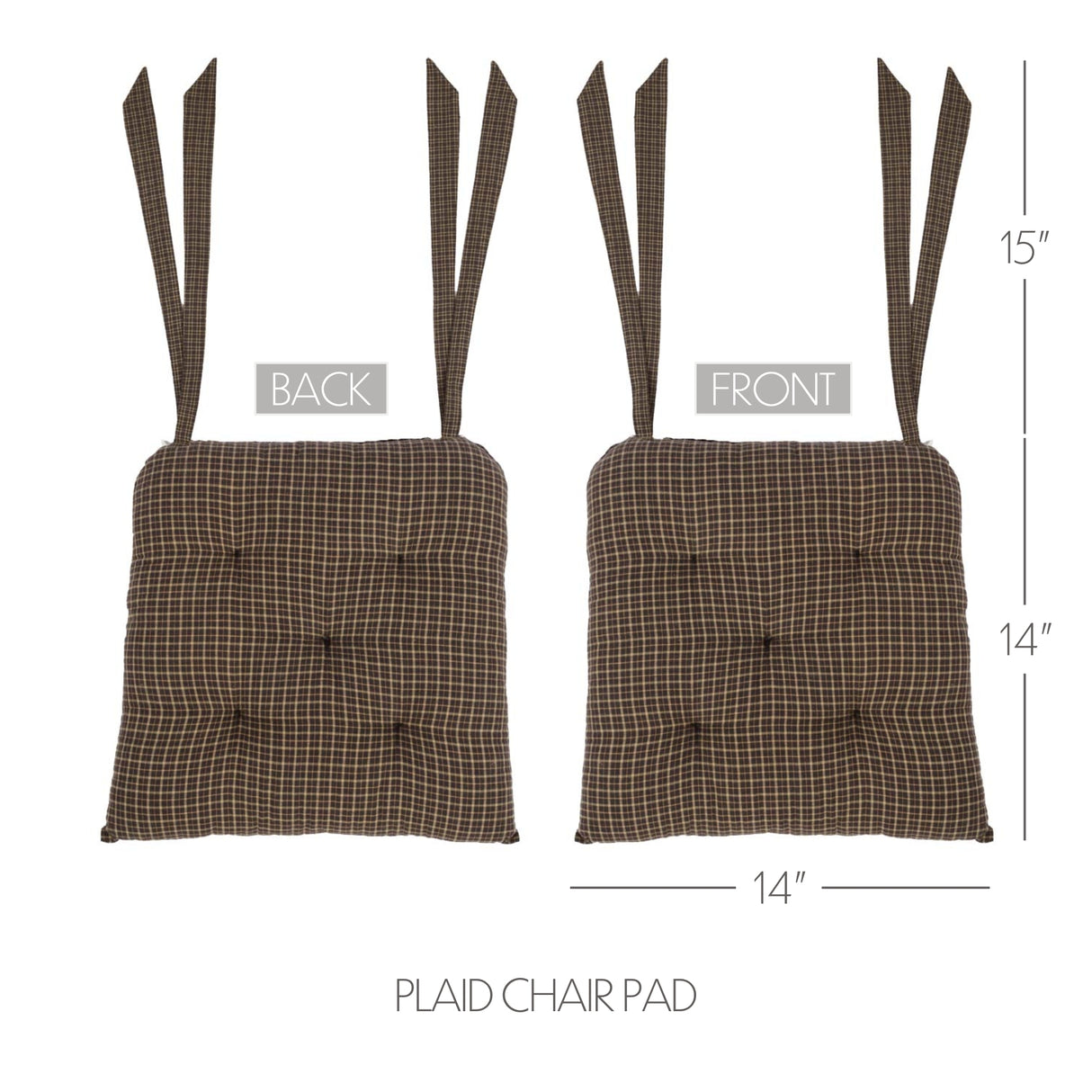 Kettle Grove 14 Inch Plaid Chair Pad