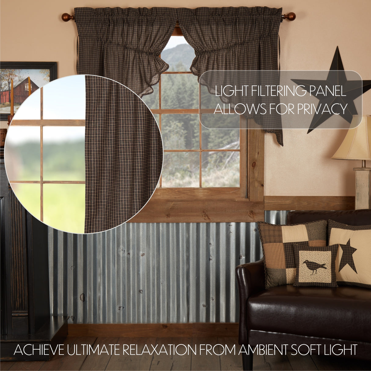 Kettle Grove Plaid Curtain Set