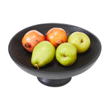 Ribbed Black Wooden Bowl 12x12x5.75