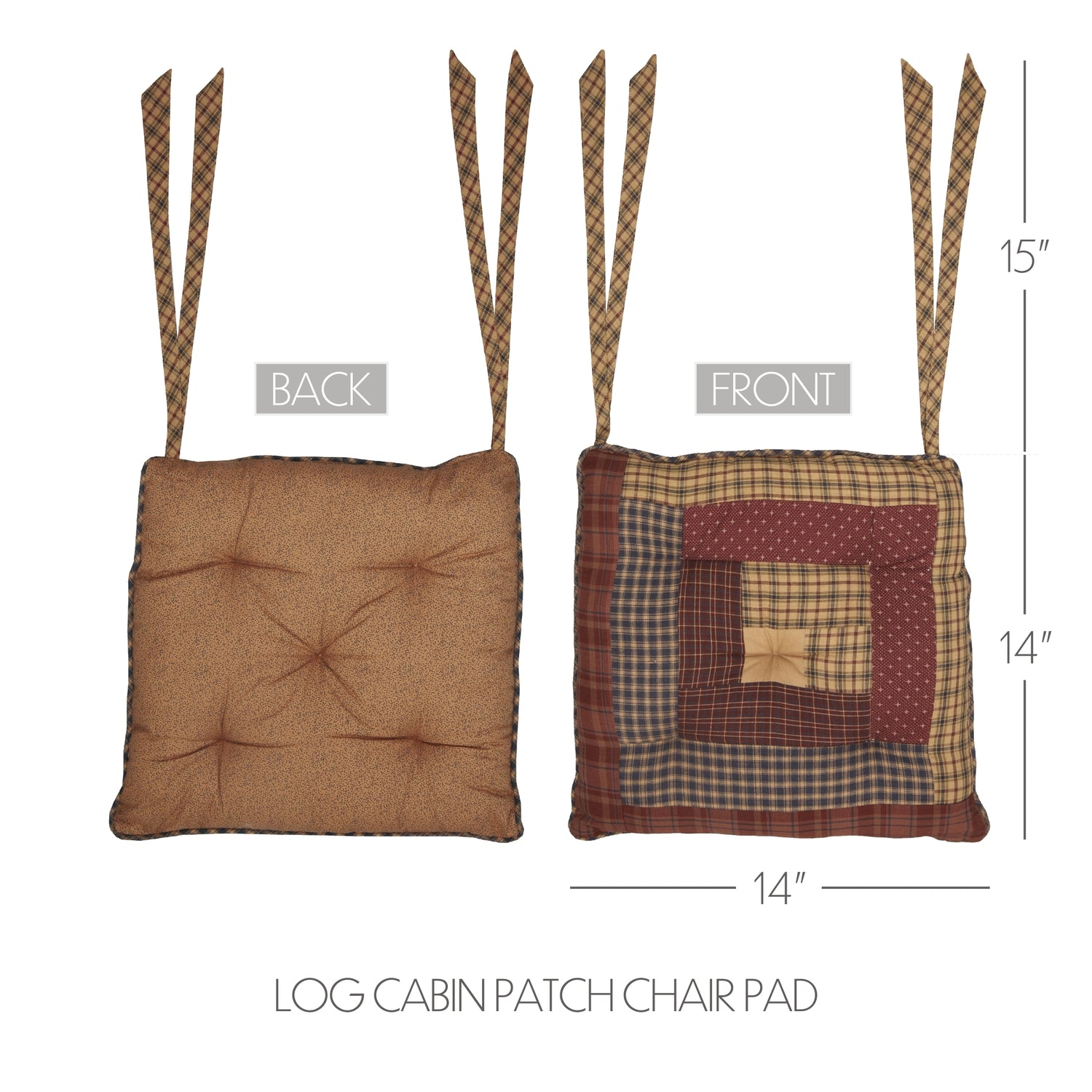 Millsboro 14 Inch Log Cabin Patch Chair Pad