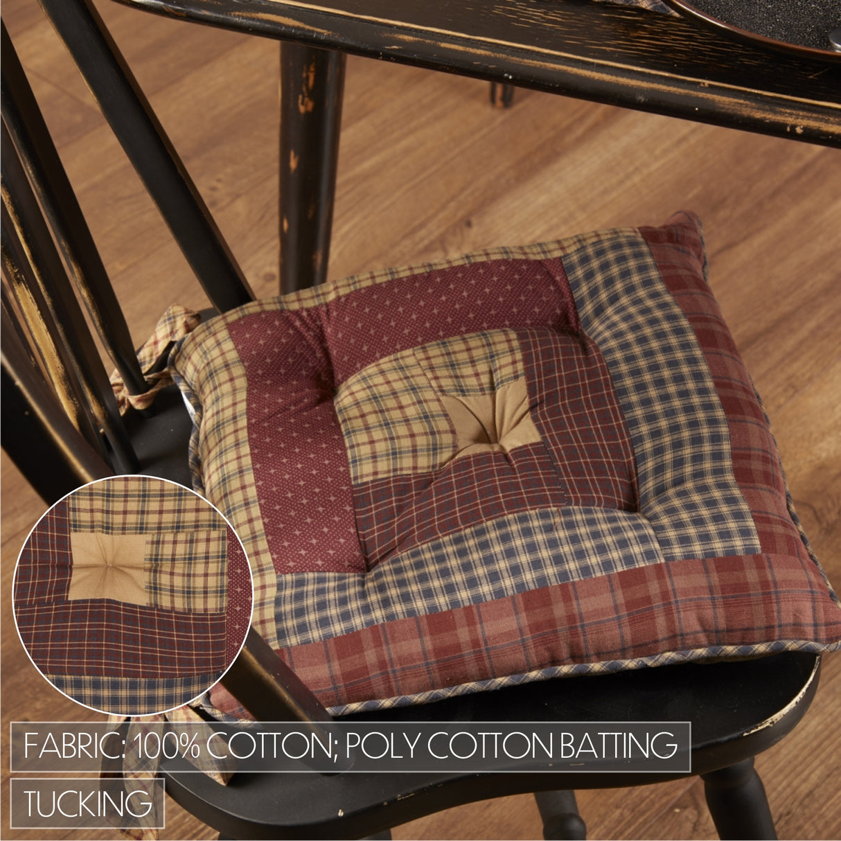 Millsboro 14 Inch Log Cabin Patch Chair Pad