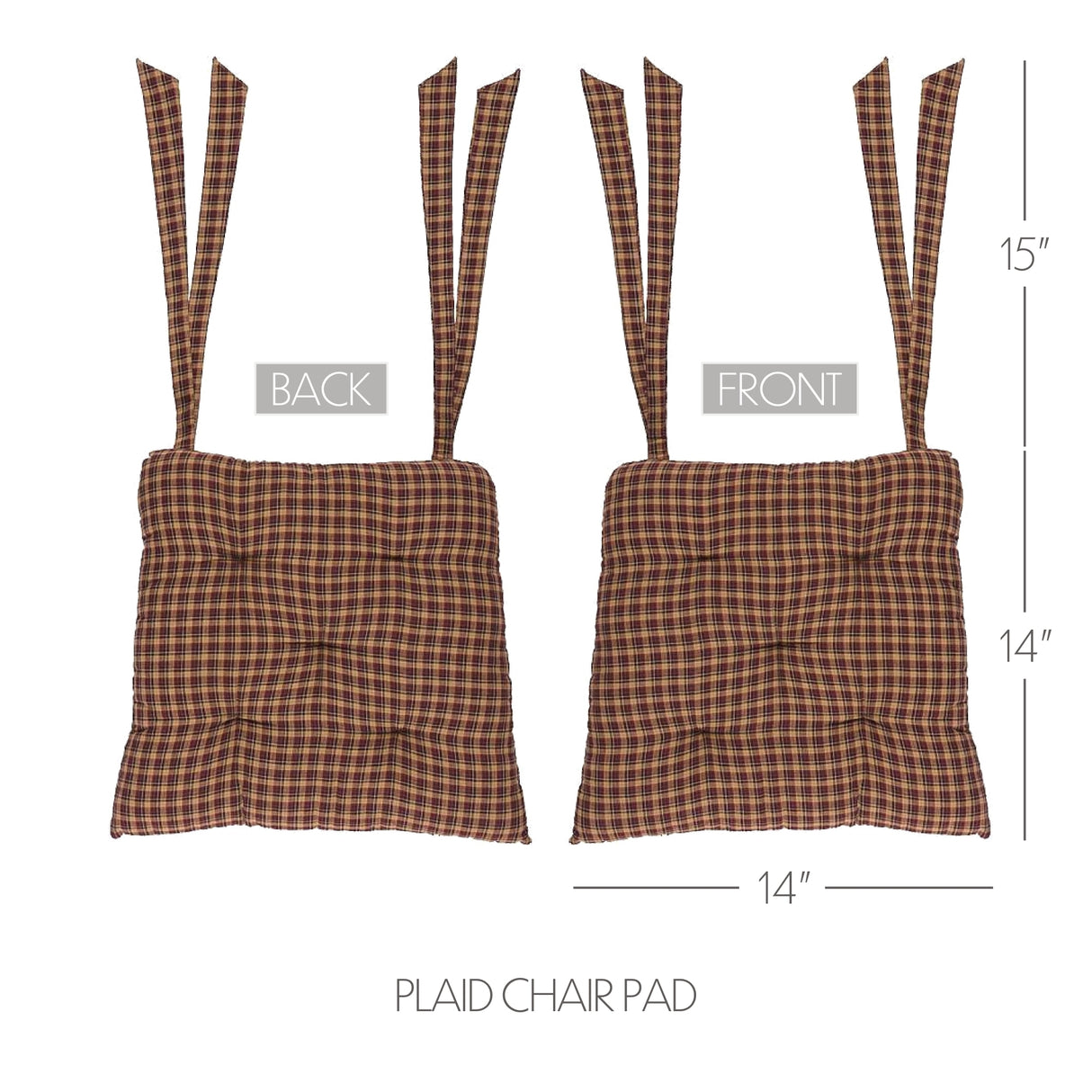 Patriotic Patch 14 Inch Plaid Chair Pad