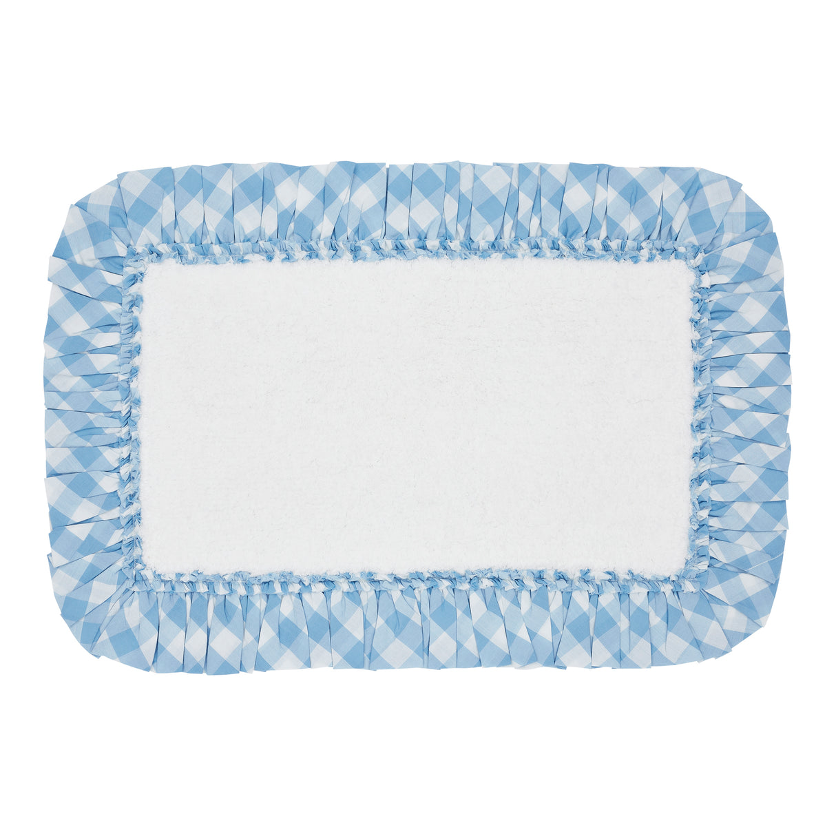 VHC Brands Annie Buffalo Check Dusk Blue 2pc Bathhmat Set, 20x30 and 27x48