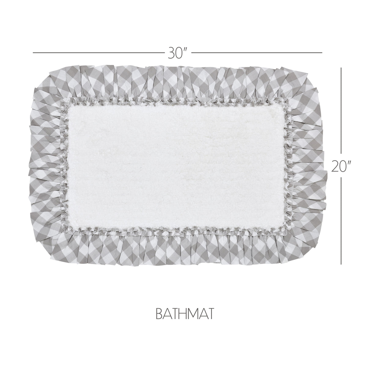 VHC Brands Annie Buffalo Check Ash Grey 2pc Bathhmat Set, 20x30 and 27x48