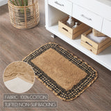 VHC Brands Burlap Natural with Black Check 2pc Bathhmat Set, 20x30 and 27x48